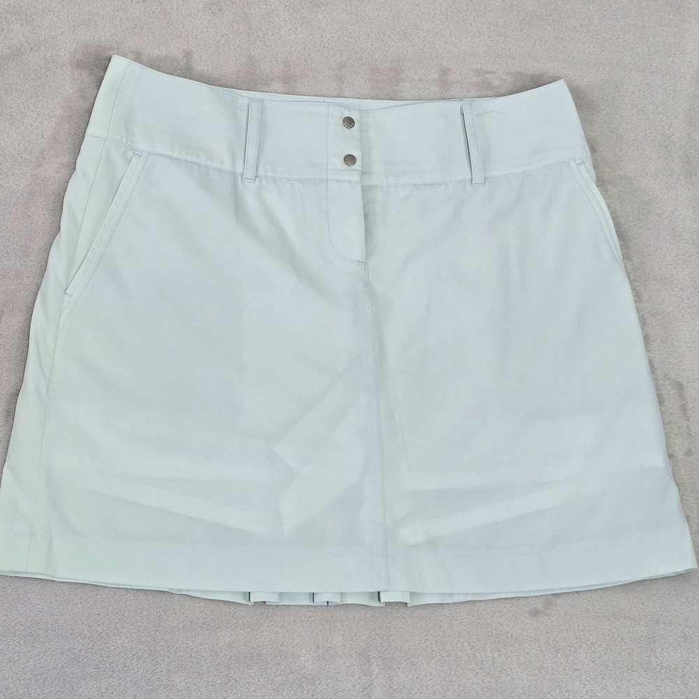 Annika‎ Cutter Buck Women  Golf Skort Size 8 Light Blue Pleated Stretch Zip Snap